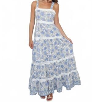 NEW NIBI MTK halo maxi dress in peacock blue